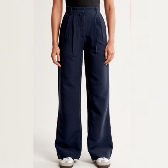 Abercrombie & Fitch Pants - Abercrombie & Fitch Pleated Wide Leg Tailored Linen Blend Pants • size Med Short